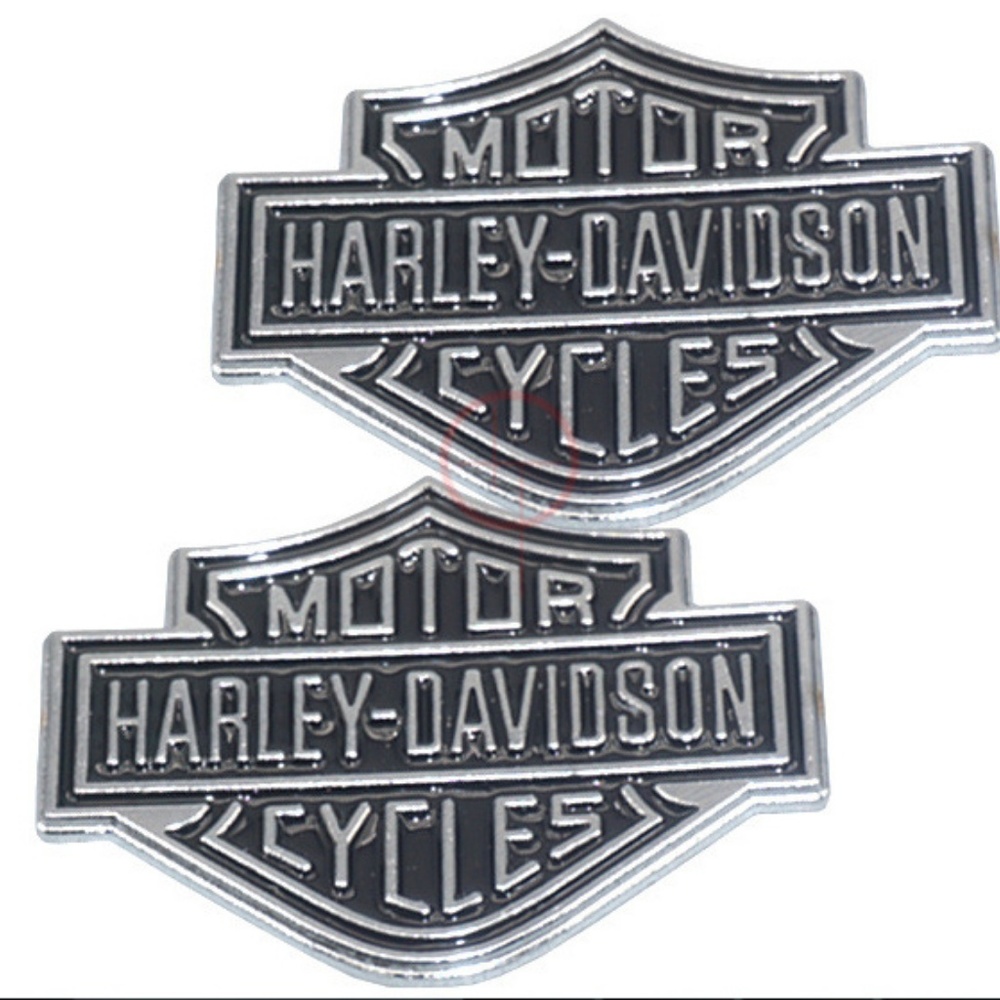 Pair of 2 HARLEY DAVIDSON Bar and Shield Metal Emblem 5.6 CM  Wide X 4.5…